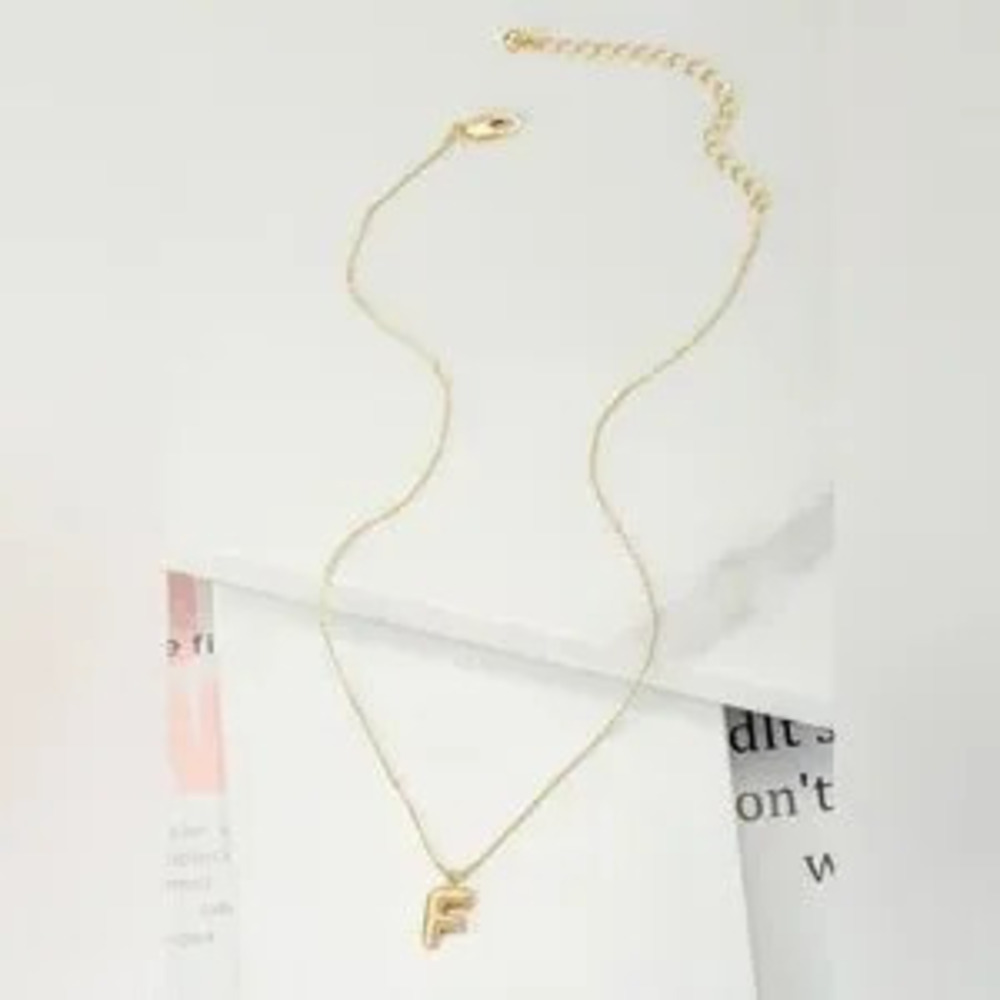 Gold Bubble Initial Necklace (4000)